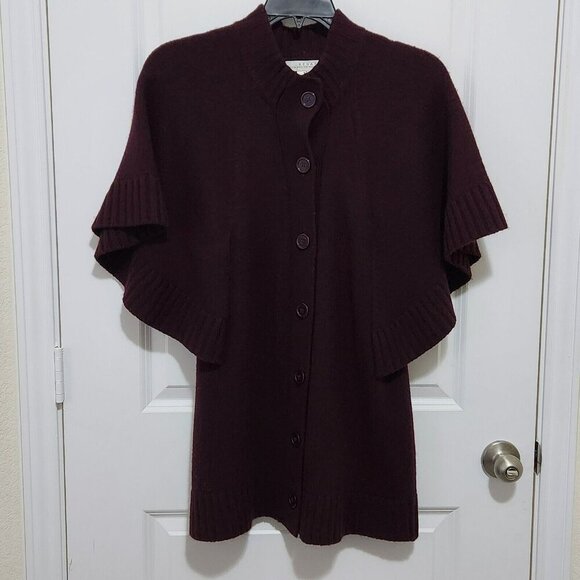 Kenar Sweaters - Kenar Women's M 100% Merino Wool Purple Button Up Cardigan Poncho